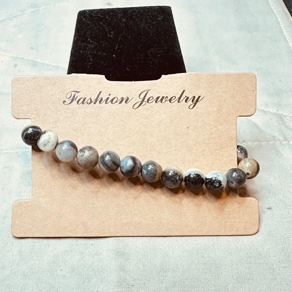Moss Agate Crystal Beaded Stretchy Bracelet - Picture 2 of 10